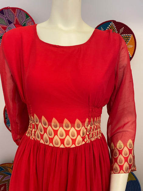 Red chiffon Dress