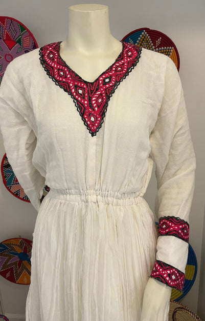 Red Tilet traditional Habesha Dress