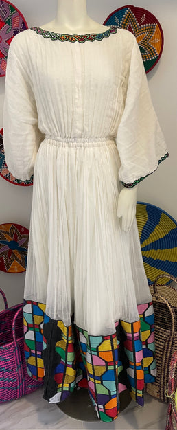 Multi color Tilet Traditional Habesha Dress