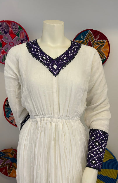 Purple Tilet Habesha Dress