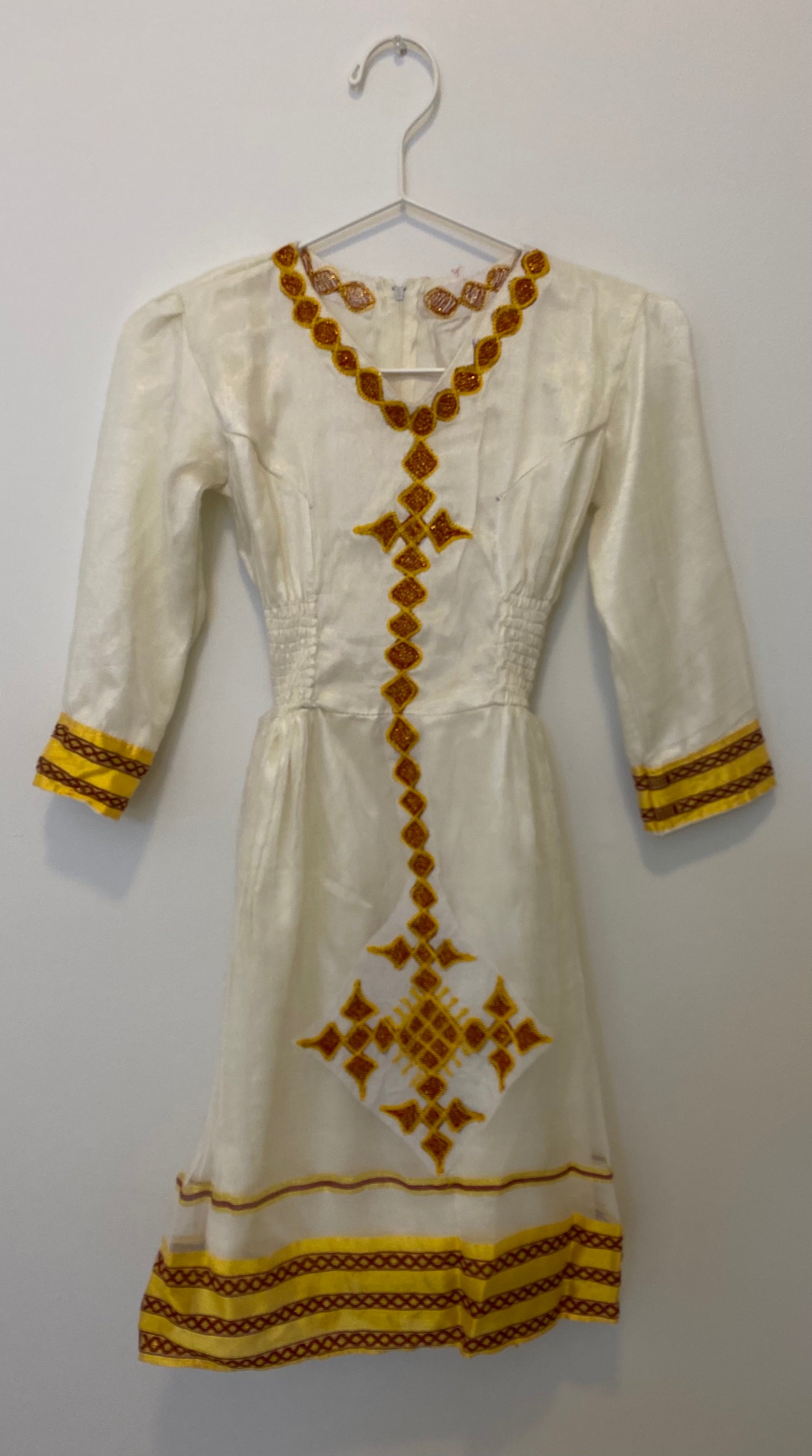 Burgundy and Yellow Tilet Kid’s Habesha Dress