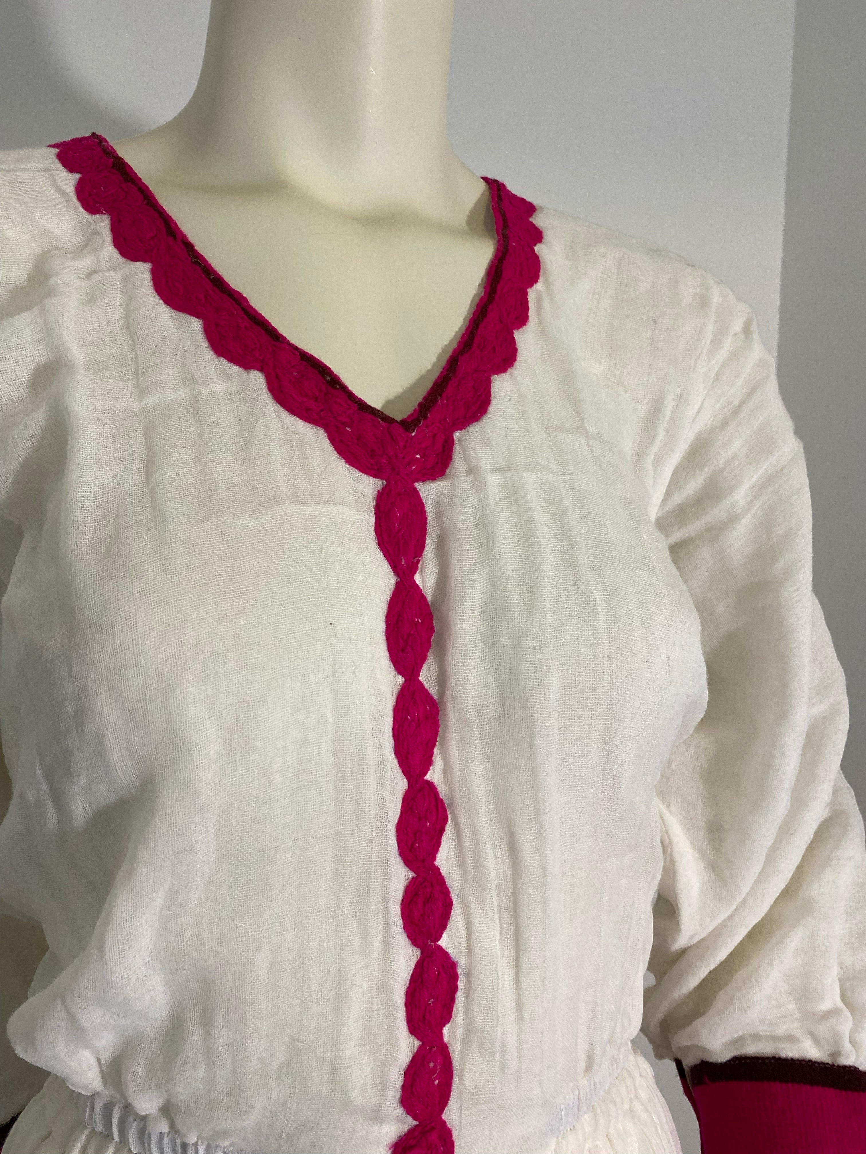 Habesha Dress with Pink Tilet  (የሐገር ልብስ) “Roza”