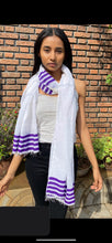 Load image into Gallery viewer, White/purple Stripes Scarf
