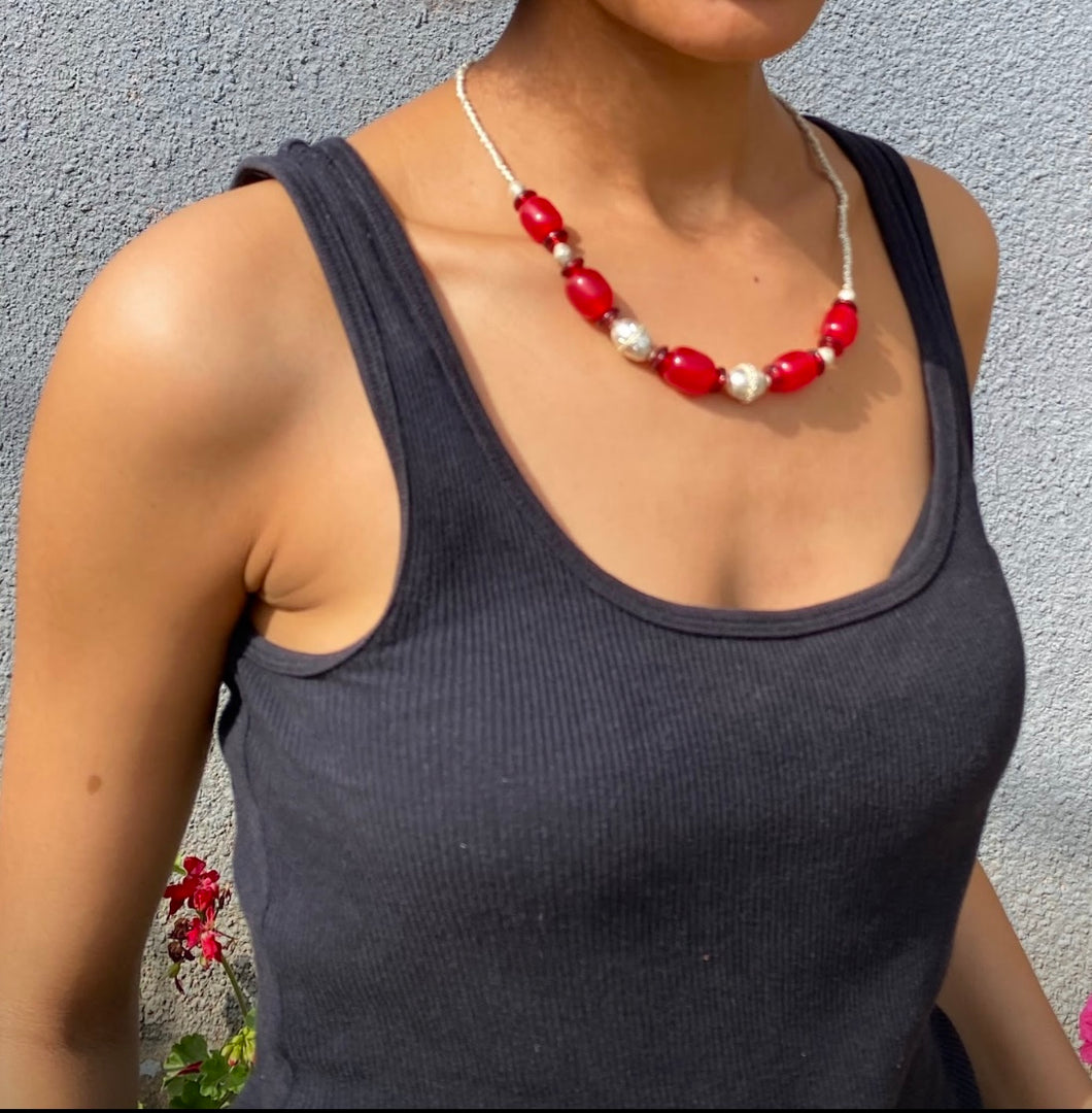 Red Glass Beads necklace