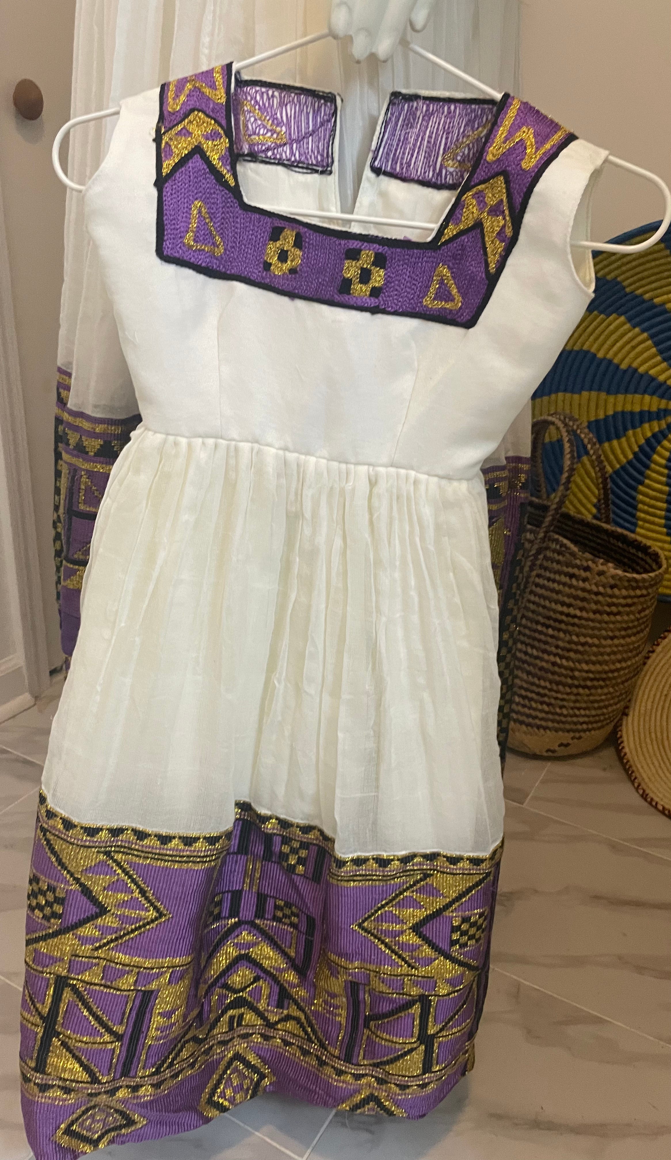 Purple toddler girl Habesha Dress