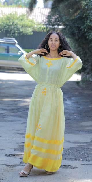 Traditional yellow Habesha dress