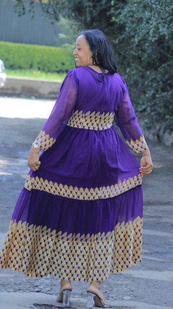 Purple and gold Chiffon