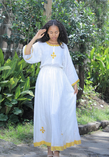 Gold Tilet Traditional Habesha dress