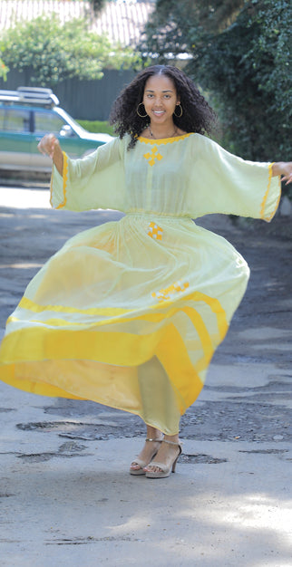 Traditional yellow Habesha dress