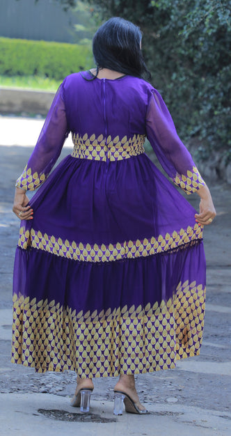 Purple and gold Chiffon