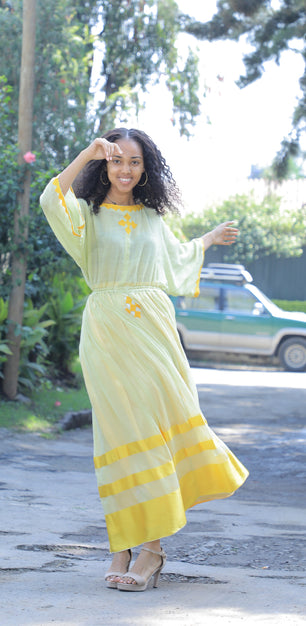 Traditional yellow Habesha dress