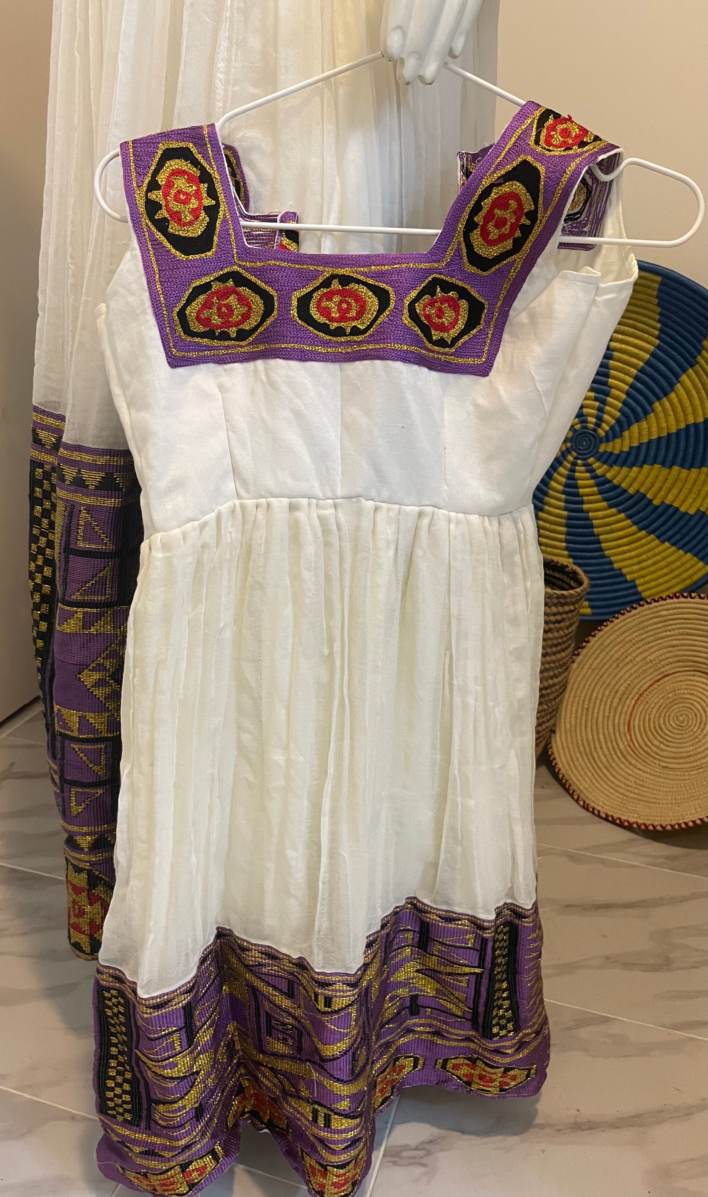 Purple toddler girl Habesha Dress