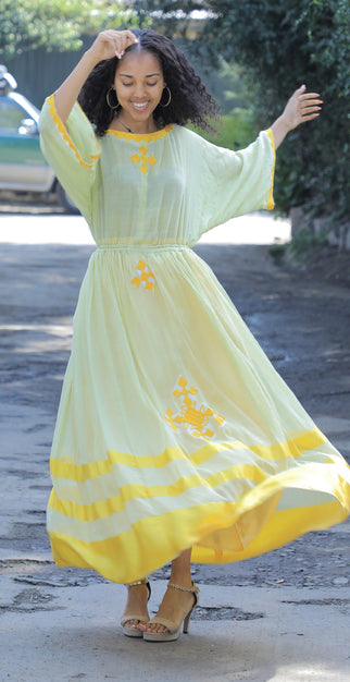 Traditional yellow Habesha dress