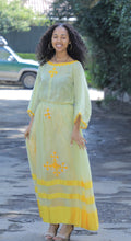 Load image into Gallery viewer, Traditional yellow Habesha dress
