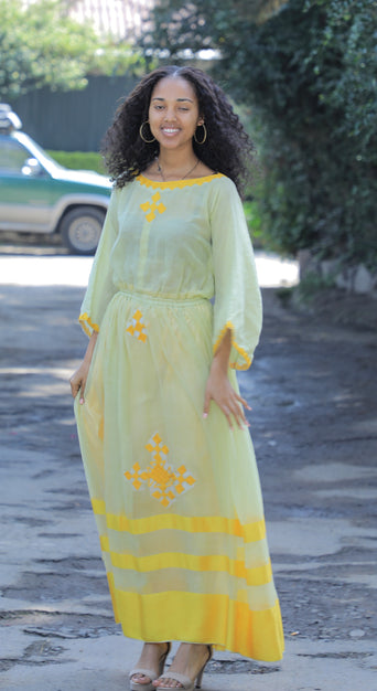 Traditional yellow Habesha dress