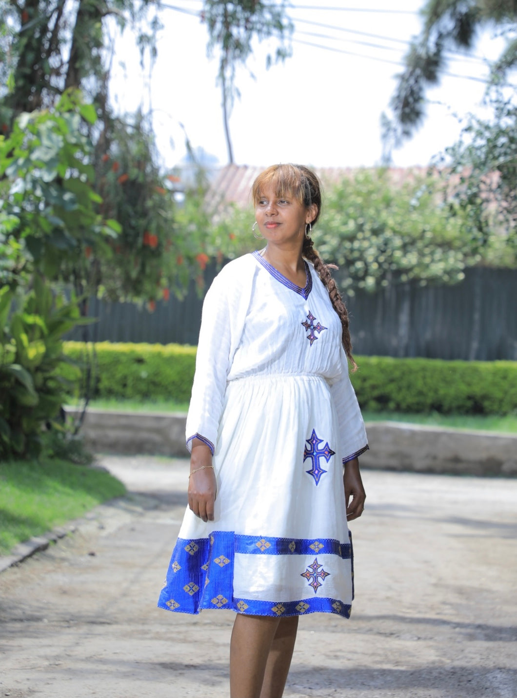 Blue Tilet Short Traditional Habesha Dress