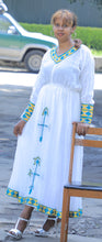 Load image into Gallery viewer, Habesha Dress with Yellow and Green Tilet
