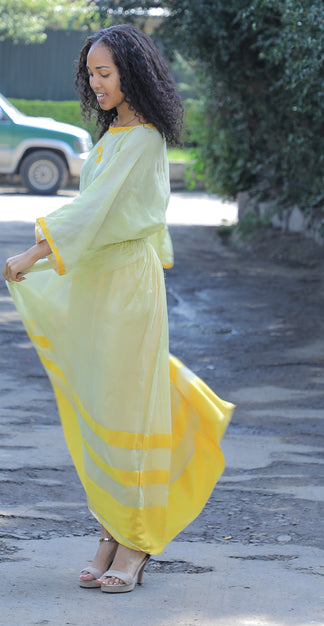 Traditional yellow Habesha dress