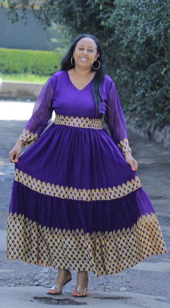 Purple and gold Chiffon