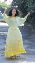 Load image into Gallery viewer, Traditional yellow Habesha dress
