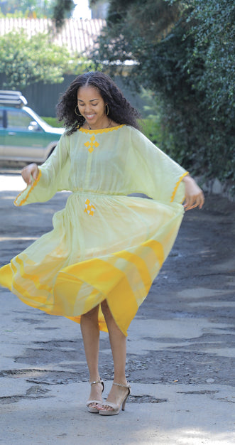 Traditional yellow Habesha dress