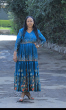 Load image into Gallery viewer, Blue Chiffon traditional dress
