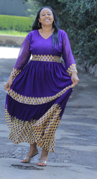 Purple and gold Chiffon