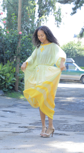 Traditional yellow Habesha dress