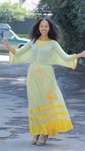 Load image into Gallery viewer, Traditional yellow Habesha dress
