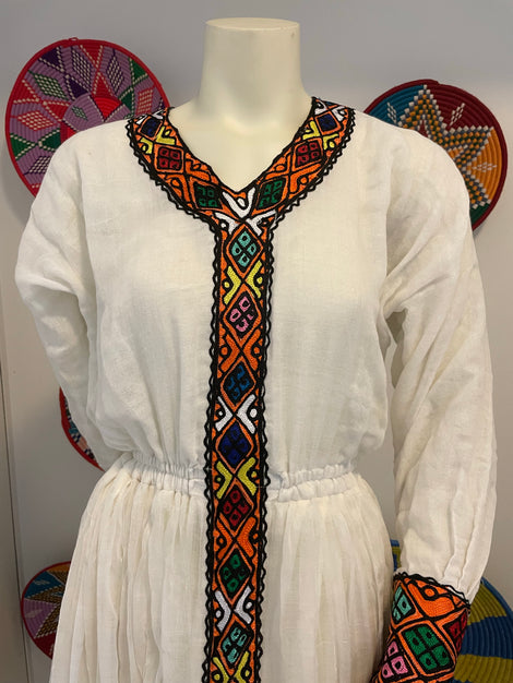 Habesha dress with Multi color tilet