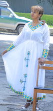 Load image into Gallery viewer, Habesha Dress with Yellow and Green Tilet
