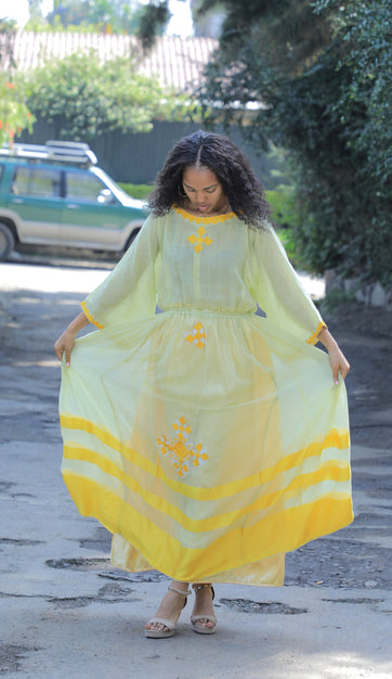 Traditional yellow Habesha dress