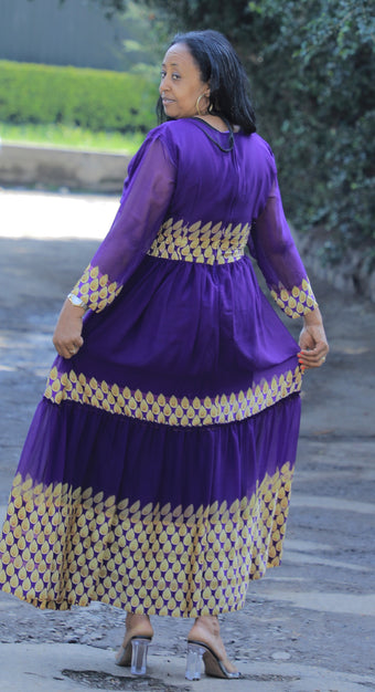 Purple and gold Chiffon