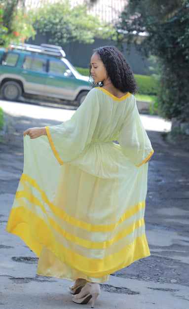 Traditional yellow Habesha dress