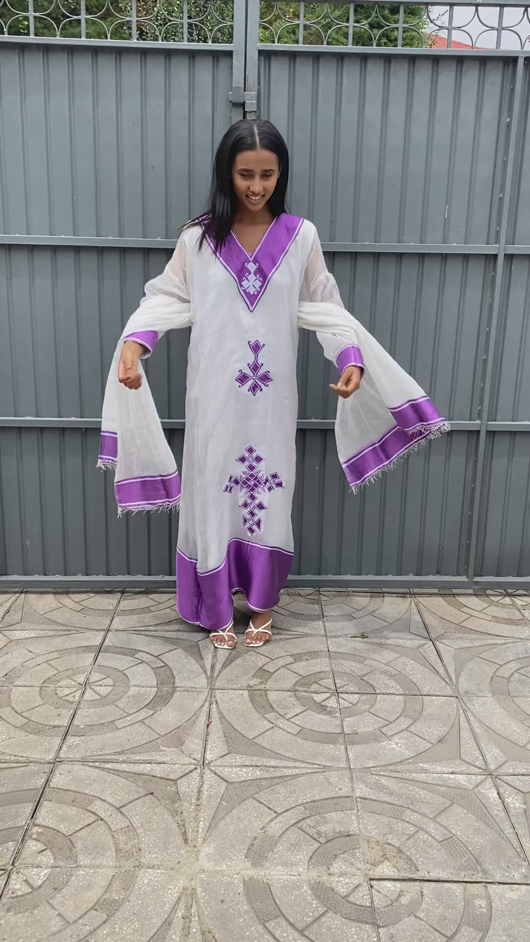 Purple Tilet Habesha dress