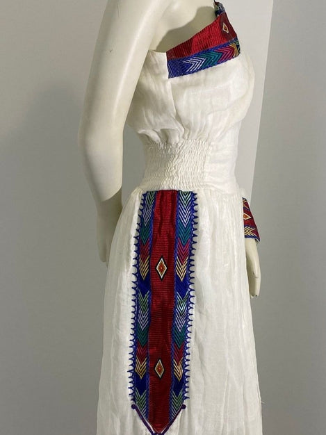 Long Sleeve One Shoulder Habesha Dress