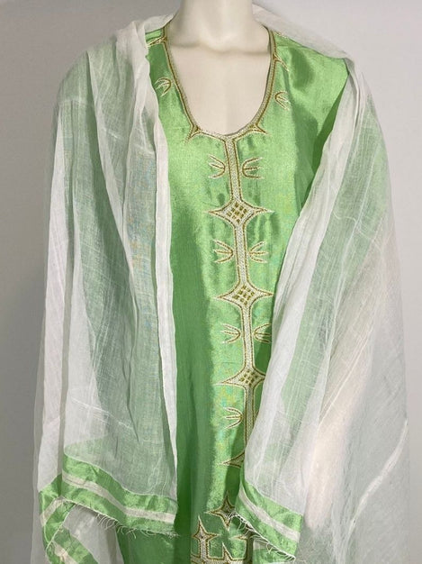 Light Green WIth White Buna Kemis