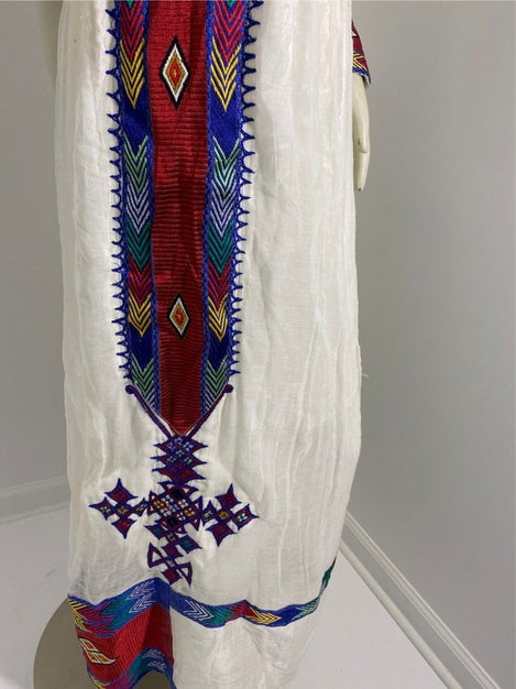 Long Sleeve One Shoulder Habesha Dress