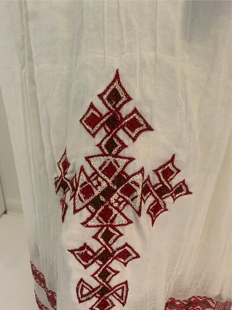 Traditional Habesha Dress with Burgundy Tilet  (የሐገር ልብስ) “Beliyou”