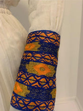 Load image into Gallery viewer, “Ariam” Traditional Habesha Dress with Orange And Blue Tilet
