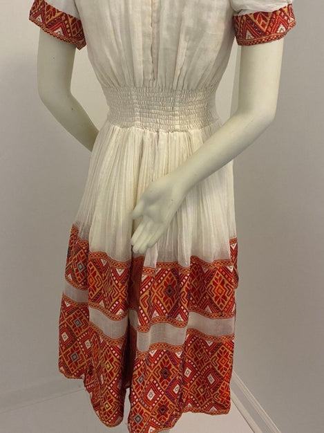 Habesha Dress with Red Tilet  (የሐገር ልብስ) “Yeshi”