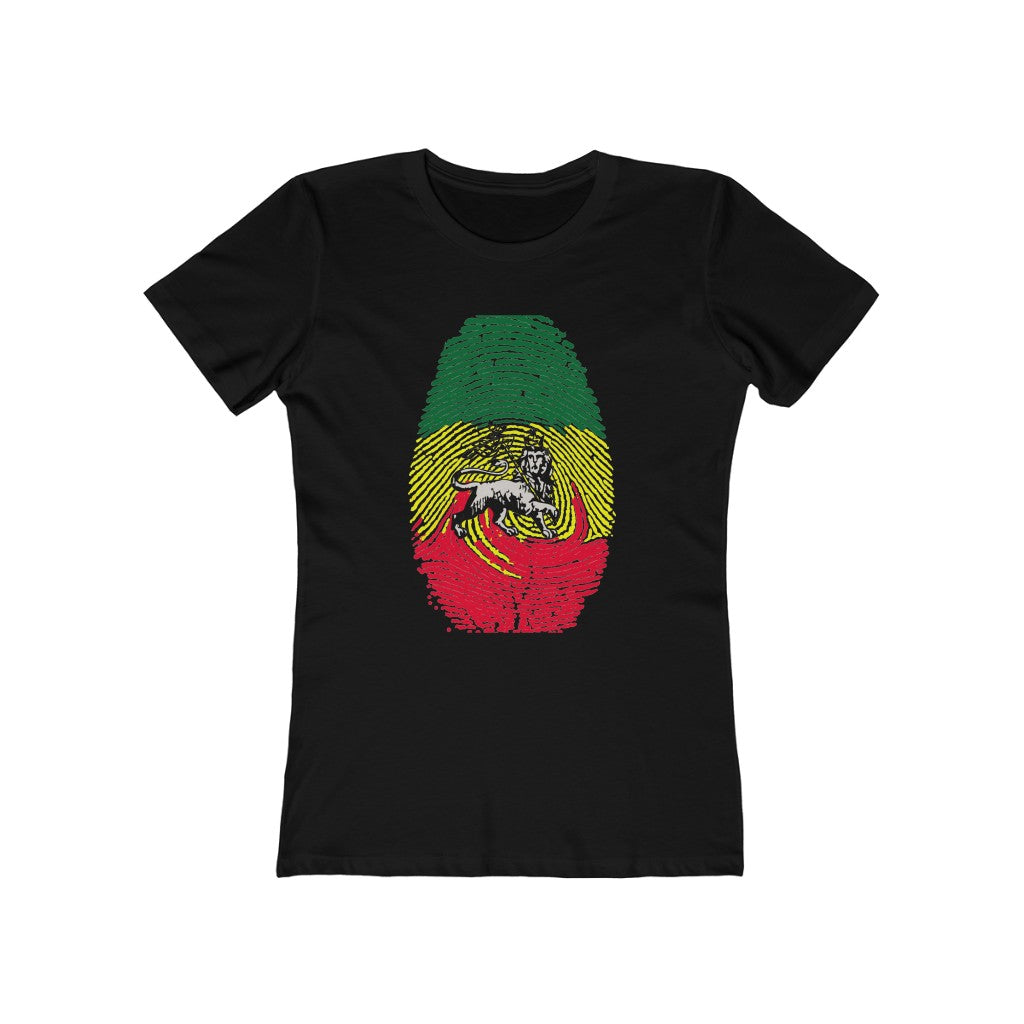 Ethiopian Flag with Rastafarian Thumb Print women’s T-Shirt