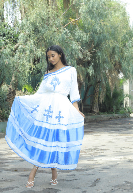 Habesha dress with blue tilet