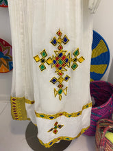 Load image into Gallery viewer, HABESHA DRESS W MultIcolored TIlet  (የሐገር ልብስ) “Addis”
