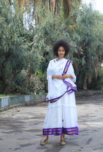 Load image into Gallery viewer, Habesha Dress with purple Tilet “Lilie 2”
