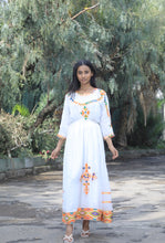 Load image into Gallery viewer, Habesha Dress with orange tilet “Birtukan 1”
