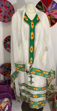 Load image into Gallery viewer, Habesha Dress with Green Tilet
