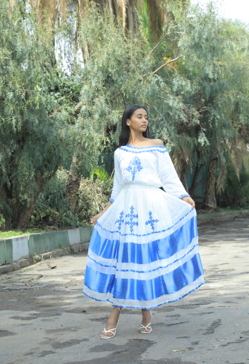 Habesha dress with blue tilet