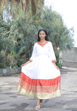 Load image into Gallery viewer, Habesha dress with gold and red Tilet “Hulu 1”
