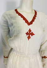 Load image into Gallery viewer, Habesha Dress with Red and Gold Tilet
